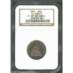 1871 25C Quarter Dollar, Judd-1102, Pollock-1238, R.7, PR67 Red and Brown NGC. Struck from regular Q