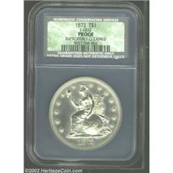 1872 T$1 Commercial Dollar, Judd-1212, Pollock-1352, R.6-7--Improperly Cleaned--NCS Proof. The obver