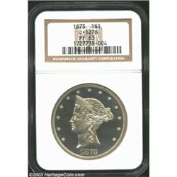 1873 T$1 Trade Dollar, Judd-1276, Pollock-1418, R.4, PR63 NGC. A distinctive Trade dollar pattern wi