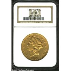 1877-CC $20 VF35 NGC. The premier Type Three Double Eagle from the Carson City Mint, the 1877-CC boa
