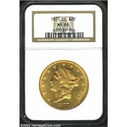 1877-CC $20 MS60 NGC. The 1877-CC is the first Carson City issue of the Type Three Double Eagle desi
