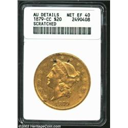 1879-CC $20--Scratched--ANACS. AU Details, Net XF40. The left obverse field has a deep vertical scra
