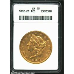 1882-CC $20 XF45 ANACS. Bright and lustrous despite fifteen points of wear, this popular Carson City