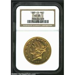1883-CC $20 AU58 NGC. A bright orange-gold example with much of the reflective luster still in evide