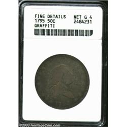 1795 50C--Graffiti--ANACS. Fine Details, Net Good 4. O-112, R.4. The words FAITH HOPE AND CHARITY ar