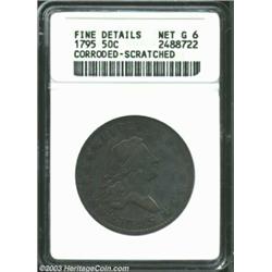 1795 50C--Corroded, Scratched--ANACS. Fine Details, Net Good 6. O-102, R.5. The right obverse field.