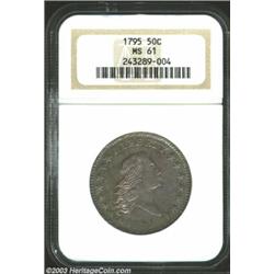 1795 50C MS61 NGC. O-110, R.4. This conditionally scarce variety is characterized by recutting on th