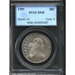 1797 50C XF45 PCGS. O-101a, R.5. The 1796-1797 Half Dollar is one of the most avidly sought-after ty