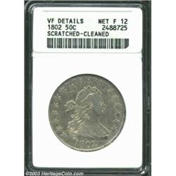 1802 50C--Scratched, Cleaned--ANACS VF details, Net Fine 12. O-101, R.3. A lightly cleaned Bust Half