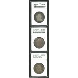 1806 50C Pointed 6, Stem Good 6 ANACS, O-120, medium gray overtones blanket well worn, yet relativel