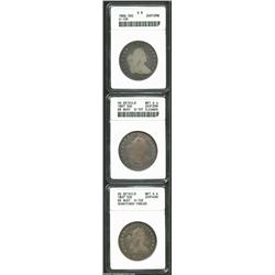 1806 50C Pointed 6, Stem Good 6 ANACS, O-120, medium gray overtones blanket well worn, yet relativel