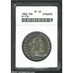 1806 50C Pointed 6, Stem XF40 ANACS. O-116, R.3. The T in LIBERTY is boldly repunched. A beautifully