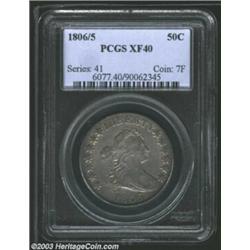 1806/5 50C XF40 PCGS. O-103, R.2. The peak of an underdigit 5 is found northeast of the 6 in the dat