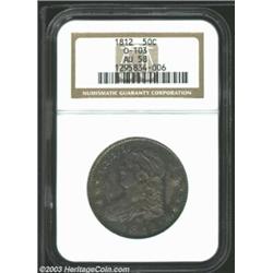 1812 50C AU58 NGC. O-103, R.1. This is a wonderfully original example with lavender-gray and golden-