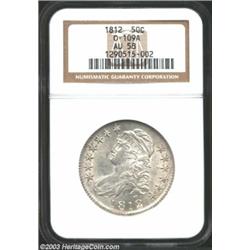 1812 50C AU58 NGC. O-109a, R.2. A nicely struck piece with extensive silvery luster and light dove-g