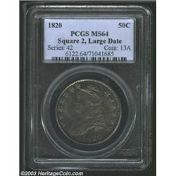 1820 50C Square 2, Large Date MS64 PCGS. O-106, R.1. While comfortably reaching Condition Census qua