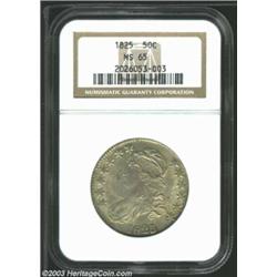1825 50C MS65 NGC. O-110, R.2. Liberty's mouth is well open, a diagnostic of the O-110 die marriage,