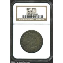 1827 50C Square Base 2 MS62 NGC. O-141, R.2. Well struck except for the centers of the right side st