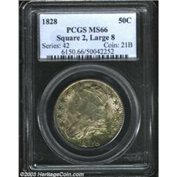1828 50C Square 2, Large 8 MS66 PCGS. O-109, R.3. This is the first O-109 we have offered in quite s