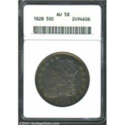 1828 50C Square 2, Small 8, Large Letters AU58 ANACS. O-117a, R.1. The serif of the C in 50C is recu