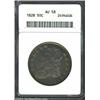 Image 1 : 1828 50C Square 2, Small 8, Large Letters AU58 ANACS. O-117a, R.1. The serif of the C in 50C is recu