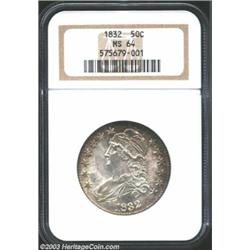 1832 50C Small Letters MS64 NGC. O-122, R.1. Vibrant mint luster blankets both sides with a pleasing