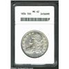 Image 1 : 1834 50C Large Date, Large Letters MS62 ANACS. O-103, R.2. The third of only three varieties that co