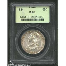 1834 50C Small Date, Small Letters MS61 PCGS. O-111, R.1. A suitable Mint State type candidate, the.