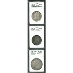 1836 50C Lettered Edge Half Dollar VF30 ANACS, O-104a, a mostly smooth example with evenly distribut
