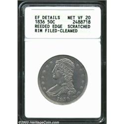 1836 50C Reeded Edge--Scratched, Rim Filed, Cleaned--ANACS. XF Details, Net VF20. A suitable represe
