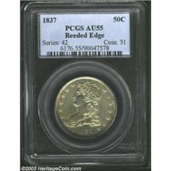 1837 50C AU55 PCGS. The 7 in the date is sharply recut, and has the appearance of a small 7 over a l