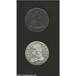 1839 50C AU50 Cleaned Uncertified, well struck, hints of luster encircle the stars, only lightly cle