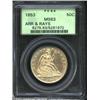Image 1 : 1853 50C Arrows and Rays MS63 PCGS. Delicately patinated in golden hues, the surfaces shimmer with a