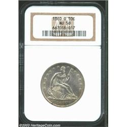 1860-O 50C AU58 NGC. Much of the original mint sheen remains on the nearly abrasion-free surfaces. L