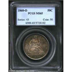 1860-O 50C MS65 PCGS. Tail Hub Variety Two. WB-103. There is a sizeable amount of space between the.