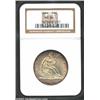 Image 1 : 1864 50C MS64 NGC. Dusky champagne-rose patina enriches the borders of this exquisitely struck near-