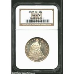 1877-CC 50C MS67 * NGC. Tail Hub Variety Two. WB-103. Simply put, this is a special coin. Precious f