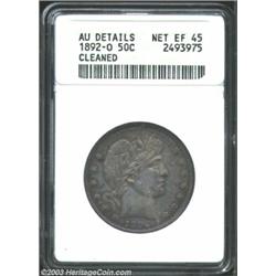 1892-O 50C--Cleaned--ANACS. AU Details, Net XF45. The cheek and fields are hairlined beneath a blank