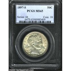 1897-S 50C MS65 PCGS. A scarce Barber Half Dollar issue that is roughly comparable to the lower mint