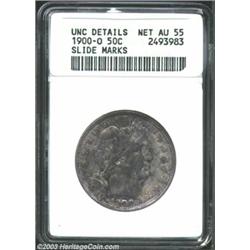 1900-O 50C--Slide Marks--ANACS. Unc Details, Net AU55. A softly struck piece that has shimmering lus