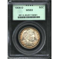 1908-D 50C MS63 PCGS. Nicely struck with clean surfaces save a small patch of scratches on Liberty's