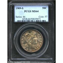 1909-S 50C MS64 PCGS. Most likely struck from a fresh pair of dies, this bright, boldly struck '09-S