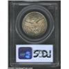 Image 2 : 1915-D 50C MS65 PCGS. Speckled toning overlays both sides in apricot-tan (centers) and sea-green (bo