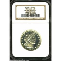 1900 50C PR64 Cameo NGC. The flashy, deeply mirrored fields of this well made near-Gem provide an id