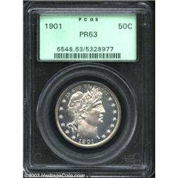 1901 50C PR63 PCGS. The flashy proof fields are pleasingly gray-green on the obverse, and primarily.