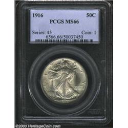 1916 50C MS66 PCGS. This lot offers an opportunity that high quality first-year type collectors woul