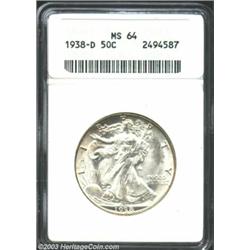 1938-D 50C MS64 ANACS. Sharply struck and lustrous, with gleaming cartwheel effects on display, this