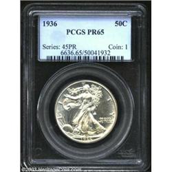 1936 50C PR65 PCGS. Untoned with solid, glassy reflectivity over both sides and virtually no disturb