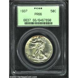 1937 50C PR66 PCGS. Wonderfully reflective with just a bit of toning including a patch of deep color