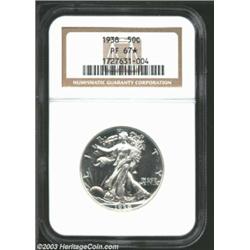 1938 50C PR67 * NGC. An exceptional, completely untoned proof Walker that is deeply mirrored and eve